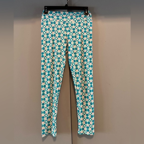 ❤️LuLaRoe - Teal and Pink Minnie Mouse Patterned Leggings (One Size) - Picture 1 of 8